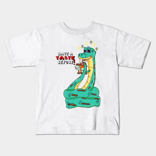 Have a Taste - Silly Funny Snake Frog Nature Cartoon Kids T-Shirt by sillyindustries